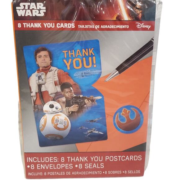 Disney Star Wars Thank You Cards Envelopes Star Wars Stickers 8 Pack Thank You - Picture 6 of 6